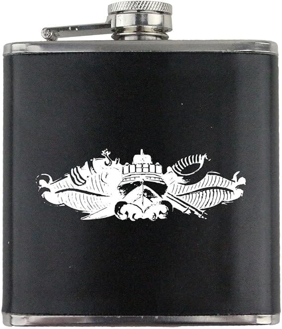 SWCC Badge Navy Veteran Leather Wrapped 6oz. Flask Flasks 