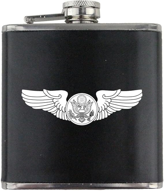 Crew Badge Air Force Veteran Leather Wrapped 6oz. Flask Flasks 