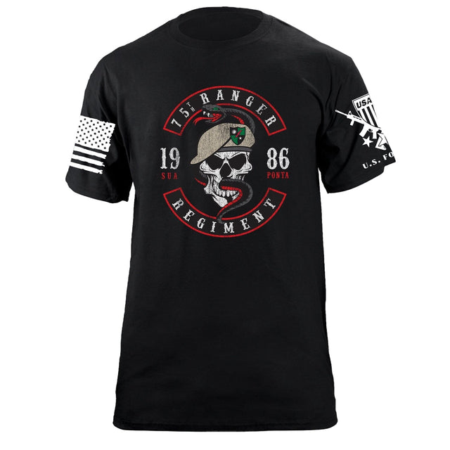 75th Ranger Skull and Snake Graphic T-shirt Shirts 87253-S-BK