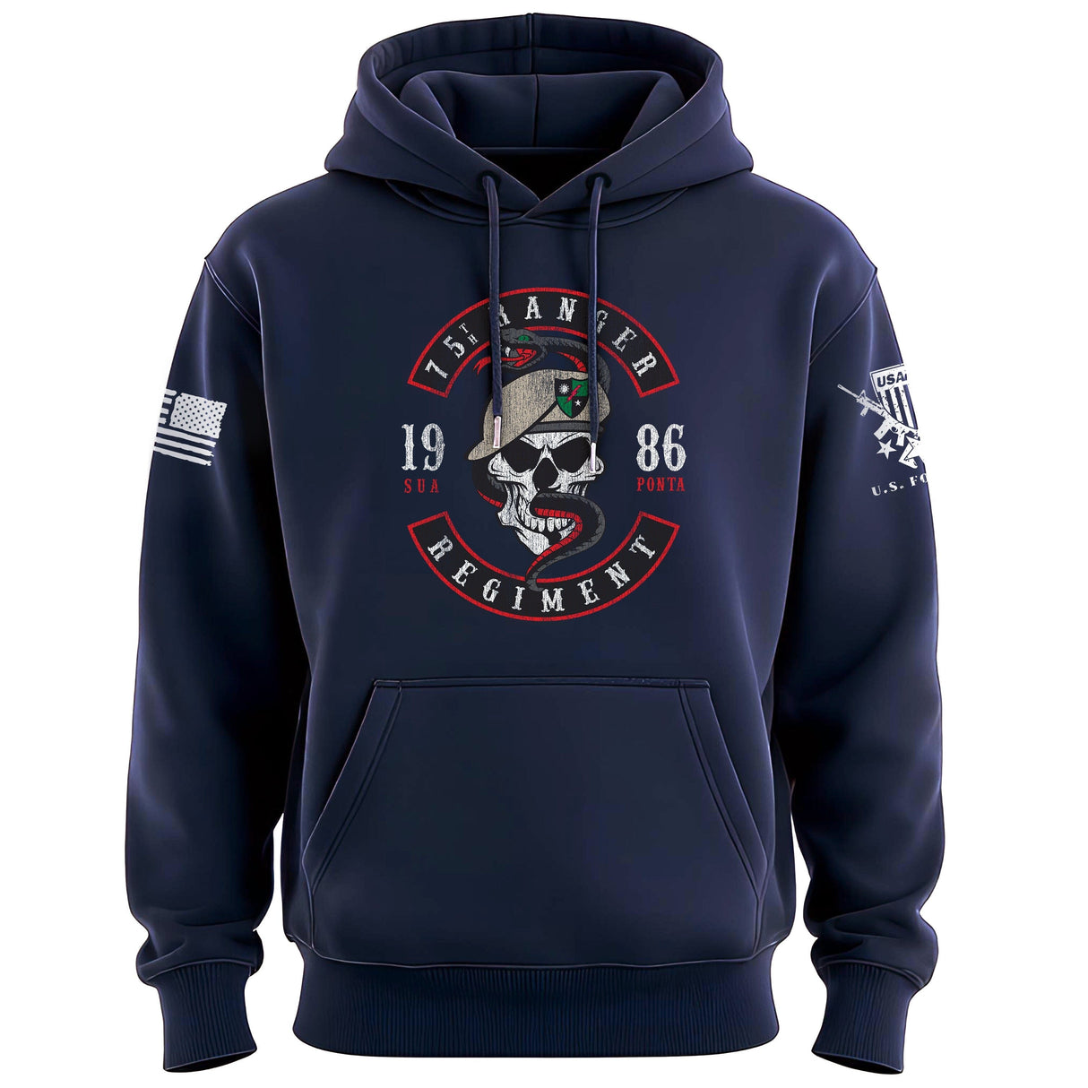 75th Ranger Skull and Snake Graphic Hoodie Hoodies 100008-S-NAVY