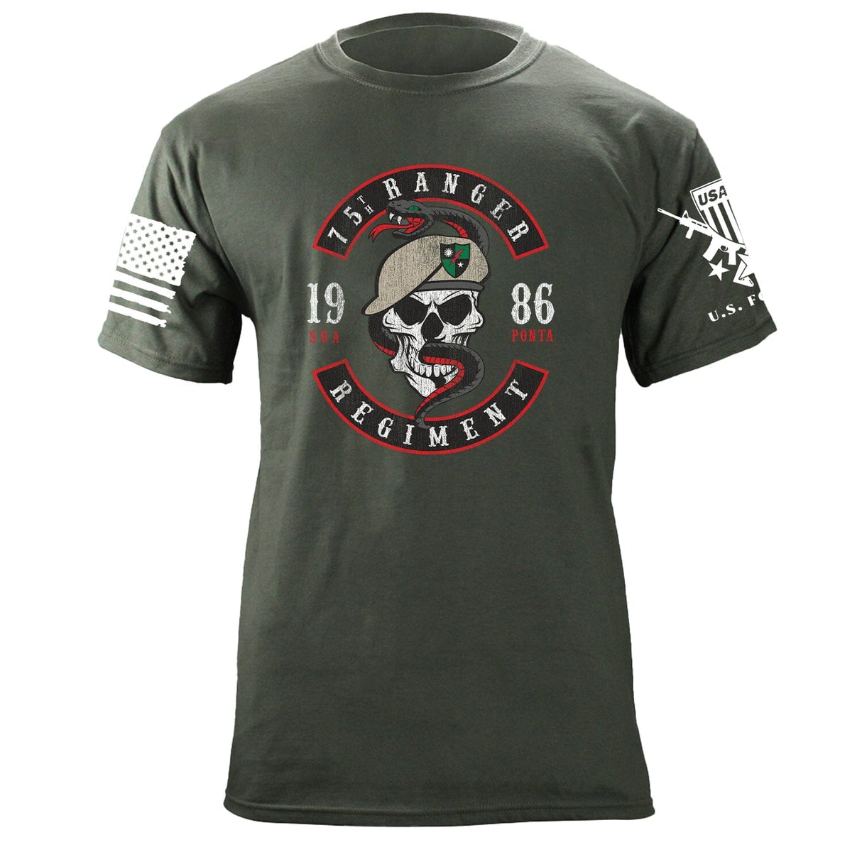 75th Ranger Skull and Snake Graphic T-shirt Shirts 87253-3XL-MG