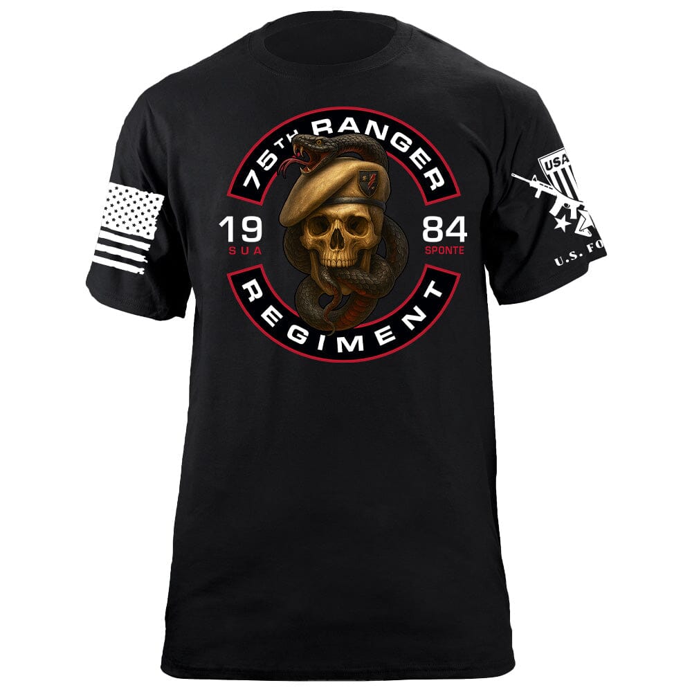 75th Rangers Regiment Skull & Snake T-Shirt Shirts 86382-S-BK