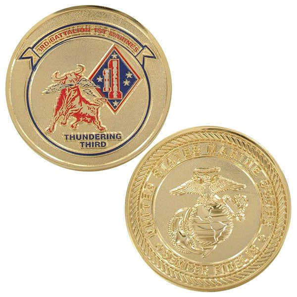1-3/4" 3Rd Bn 1St Marines Thundering Third W/Sleeve Coin Challenge Coins 