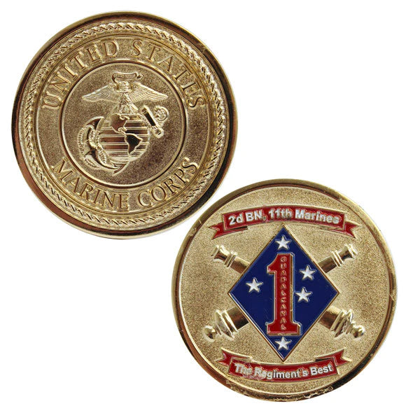1-3/4" 2nd Battalion 11 Marines Spinner Coin Challenge Coins 
