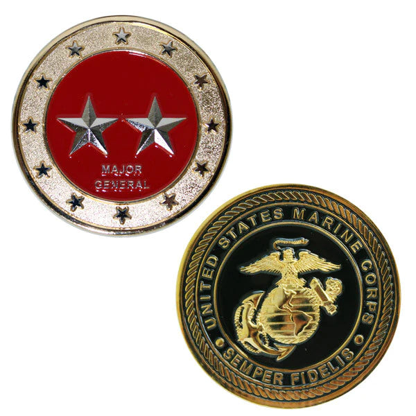 1-3/4" USMC Rank Major General W/Sleeve Coin Challenge Coins 