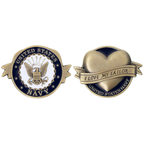 2 Inch US Navy I Love My Sailor Coin