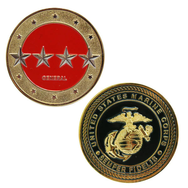1-3/4" USMC Rank General W/Sleeve Coin Challenge Coins 