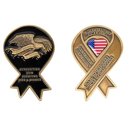 2 1/4 Inch Yellow Ribbon Support Our Troops Coin