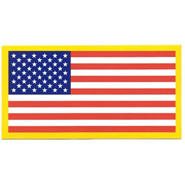 American Flag Decal with Yellow Border 2" x 3.75" Stickers and Decals 