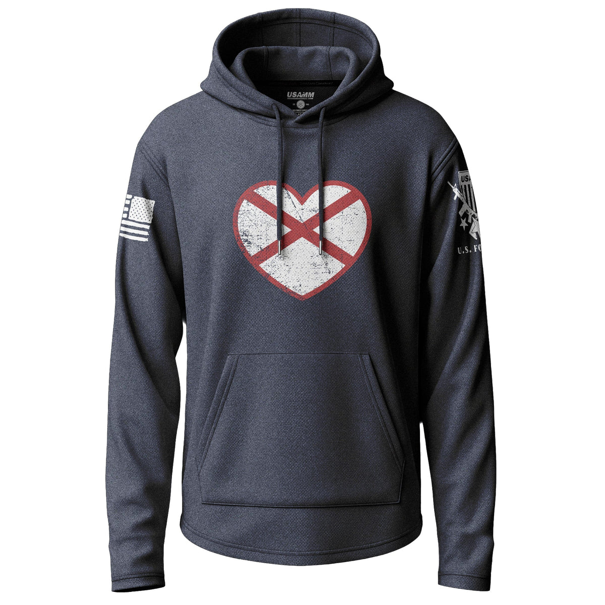 Alabama State Flag Heart Lightweight Hoodie Lightweight Hoodie 90081-S-NAVY-THIN