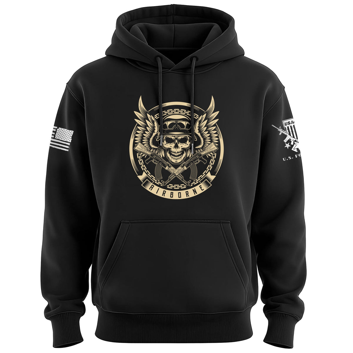 Airborne Chains Skull Hoodie Hoodies 100014-S-BK