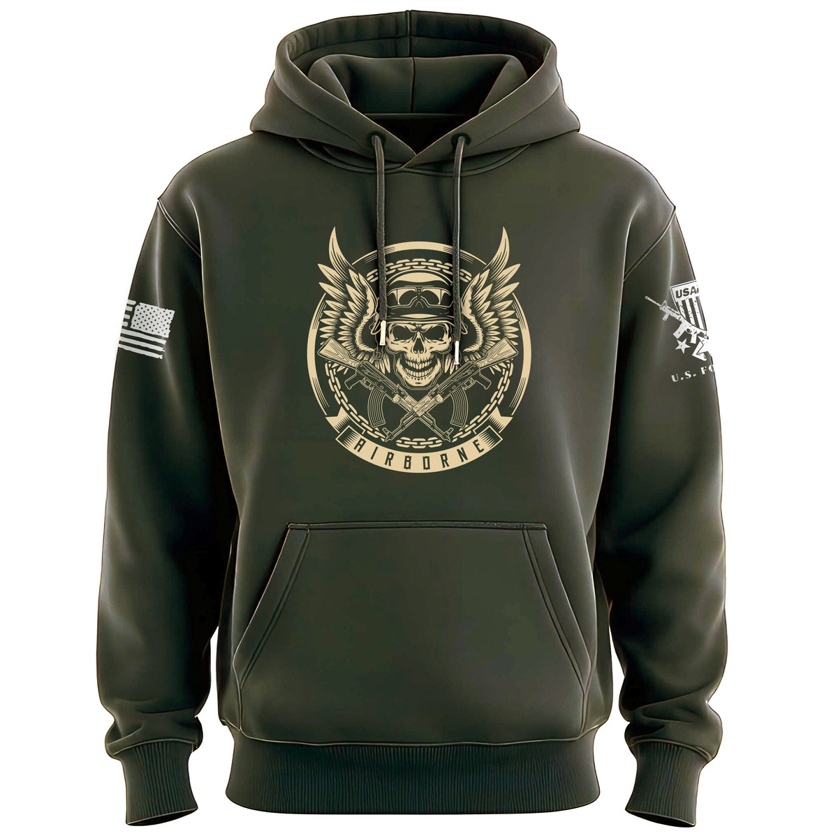 Airborne Chains Skull Hoodie Hoodies 100014-S-MG
