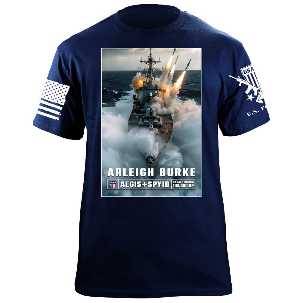 Arleigh-Burke Warship T-Shirt Shirts 88158-S-NAVY