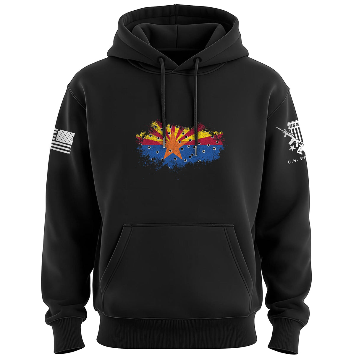 Bullet Hole Arizona Flag Ripped Hoodie Hoodies 