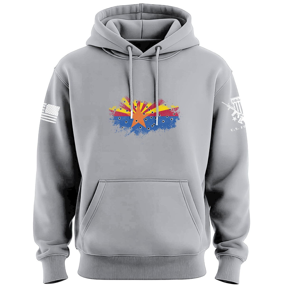 Bullet Hole Arizona Flag Ripped Hoodie Hoodies 