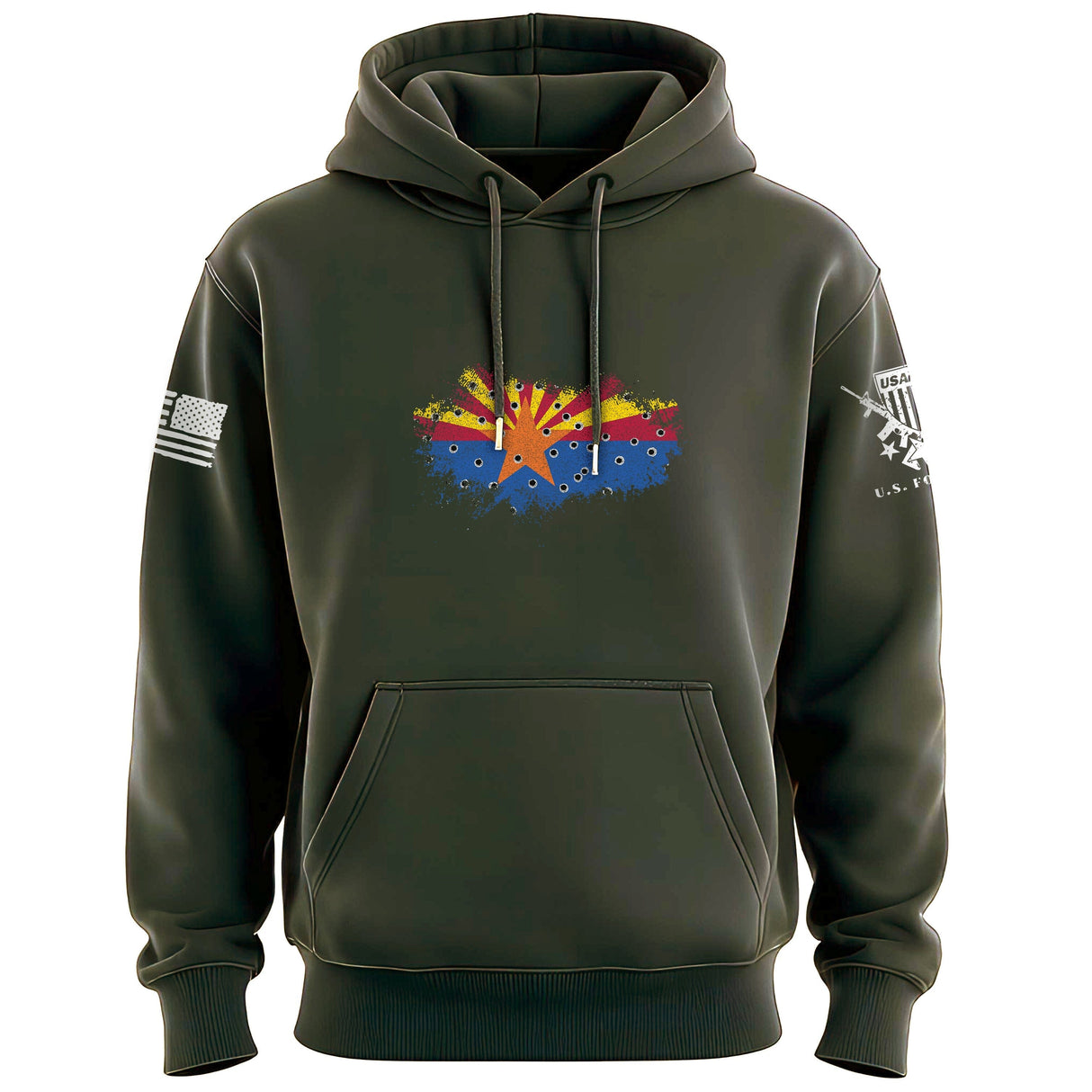 Bullet Hole Arizona Flag Ripped Hoodie Hoodies 