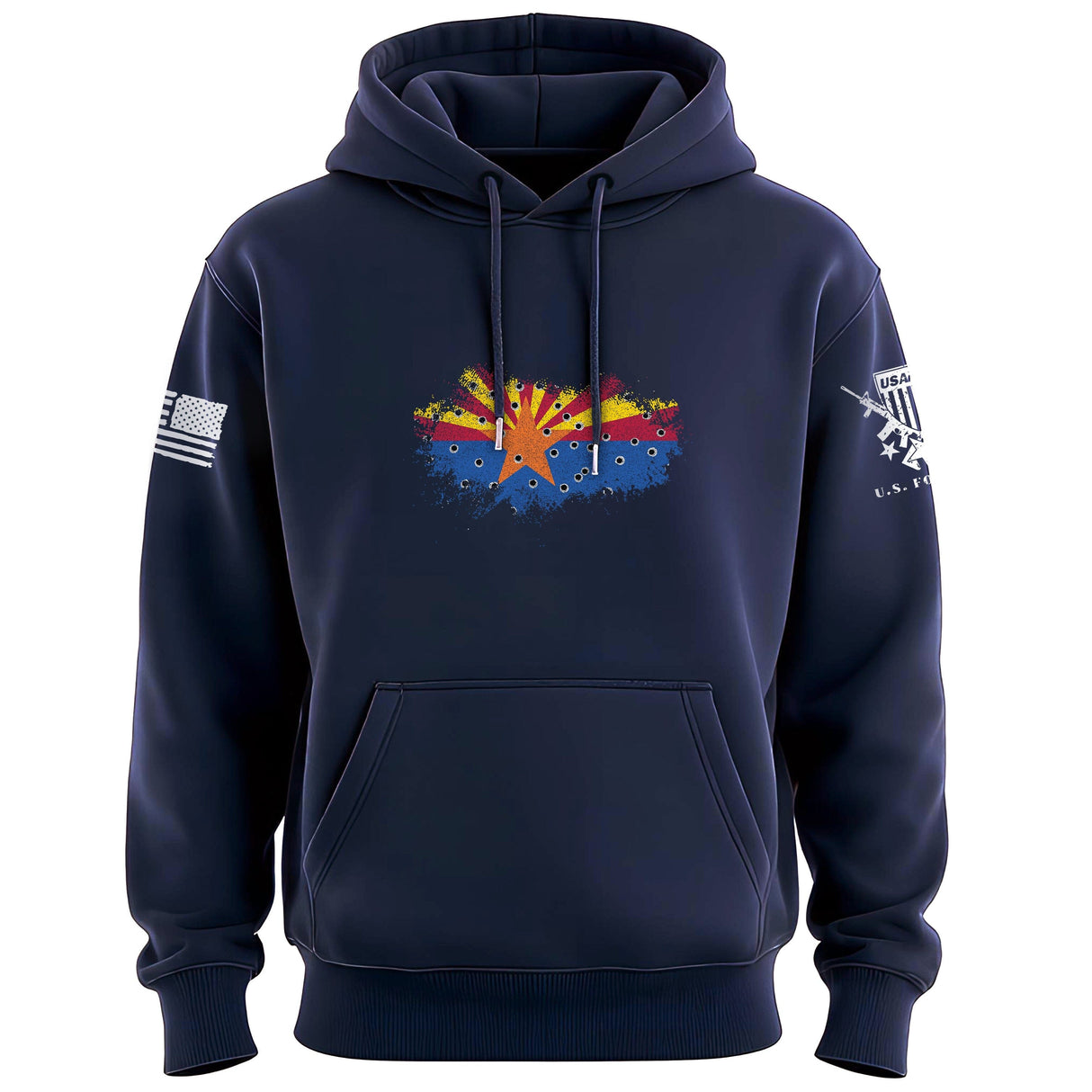 Bullet Hole Arizona Flag Ripped Hoodie Hoodies 