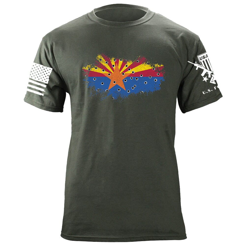 Bullet Hole Arizona Flag Ripped T-Shirt | USAMM