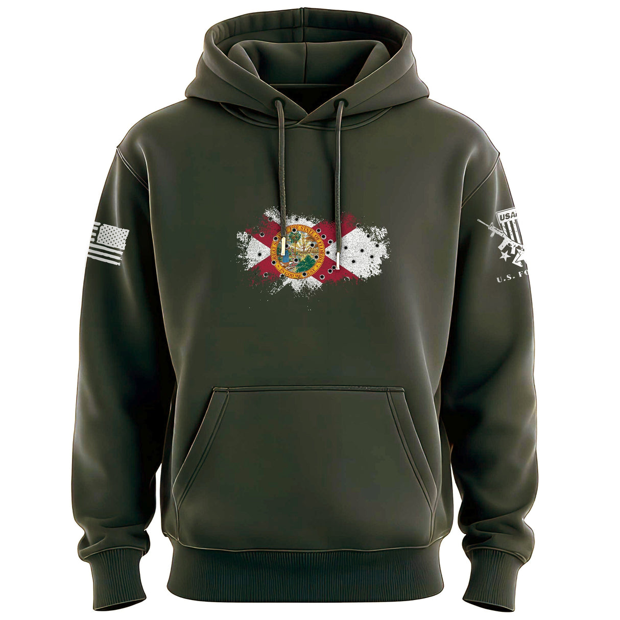 Bullet Hole Florida Flag Ripped Hoodie Hoodies 