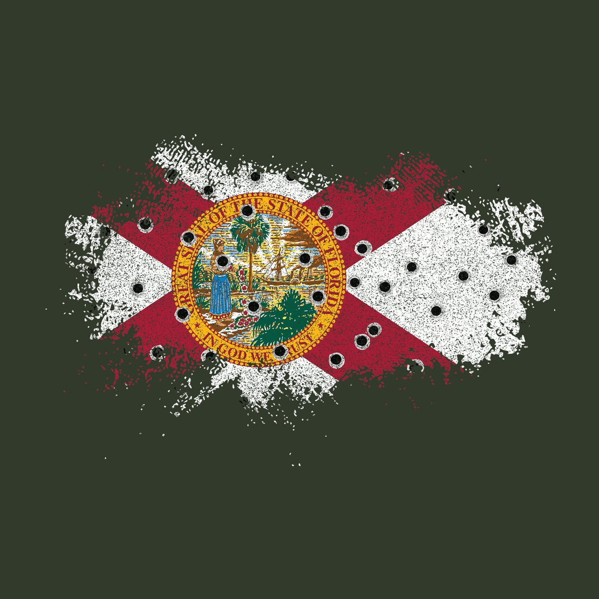 Bullet Hole Florida Flag Ripped Hoodie Hoodies 