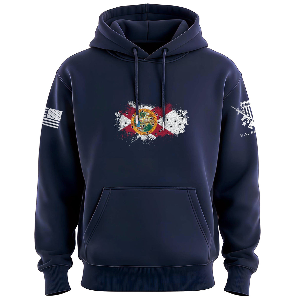 Bullet Hole Florida Flag Ripped Hoodie Hoodies 