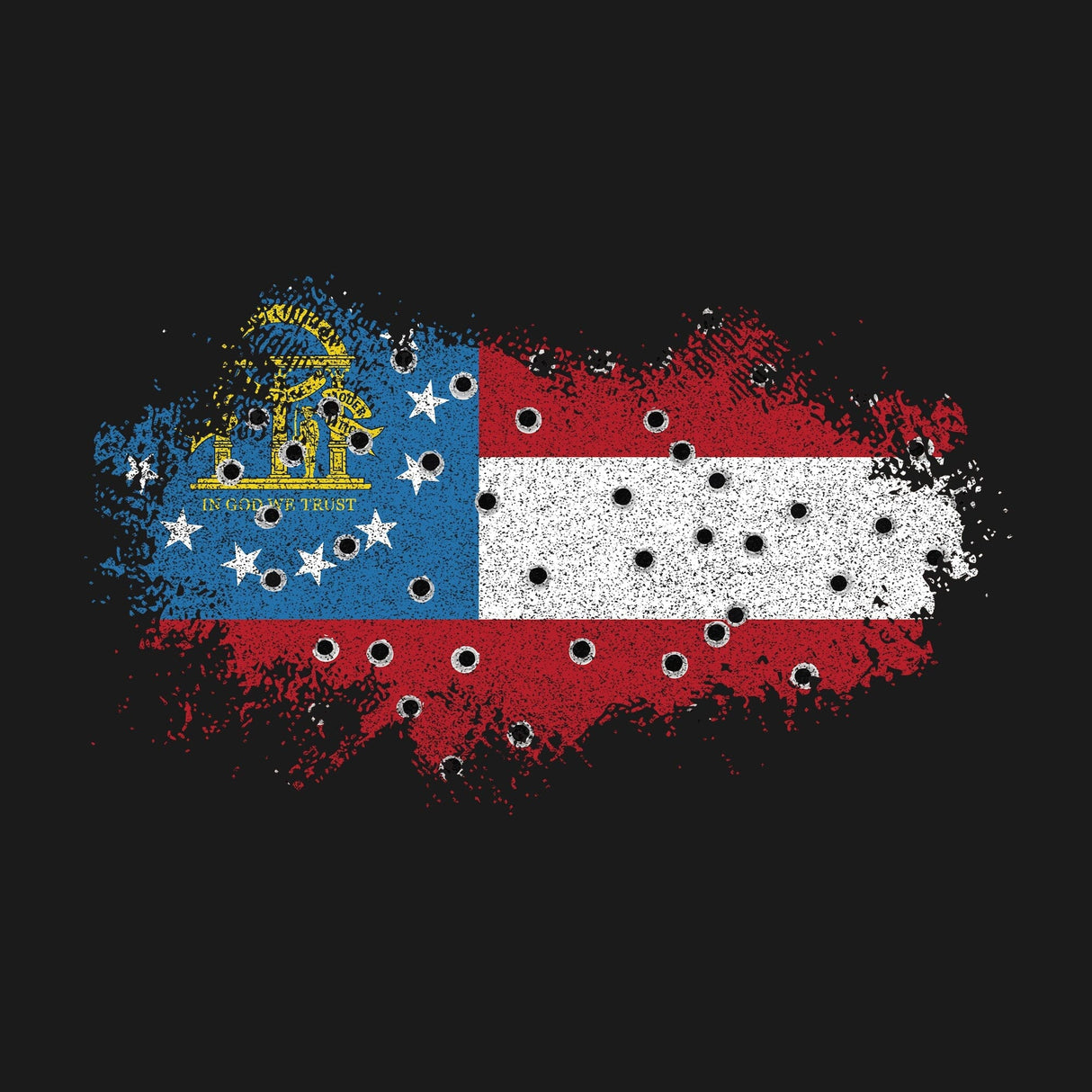 Bullet Hole Georgia Flag Ripped Hoodie Hoodies 