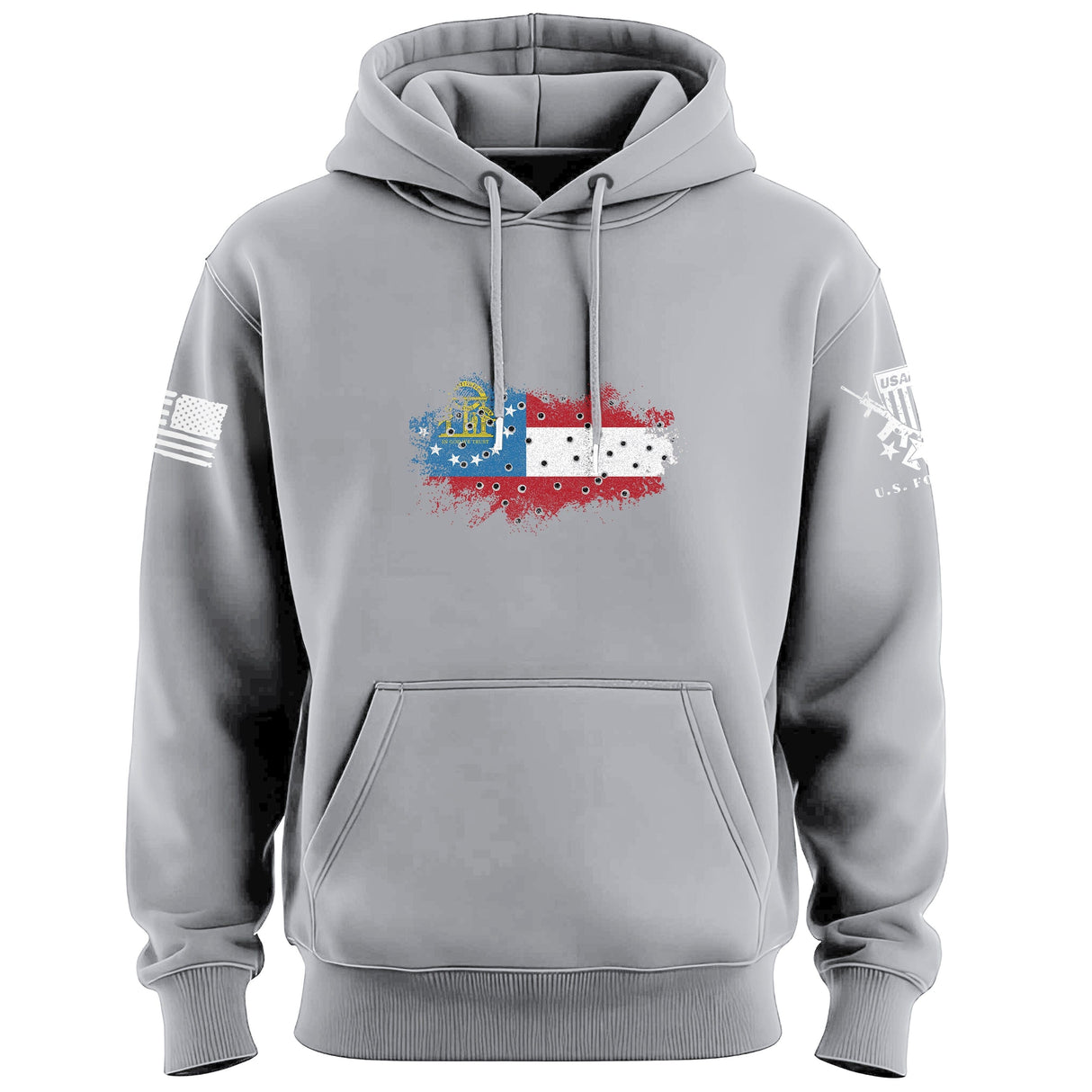 Bullet Hole Georgia Flag Ripped Hoodie Hoodies 