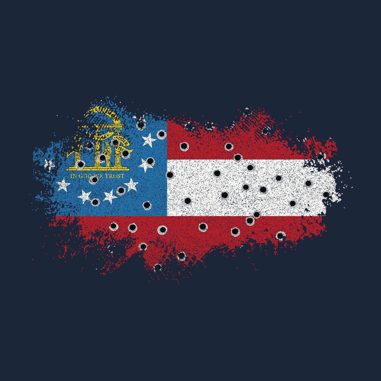 Bullet Hole Georgia Flag Ripped Hoodie Hoodies 