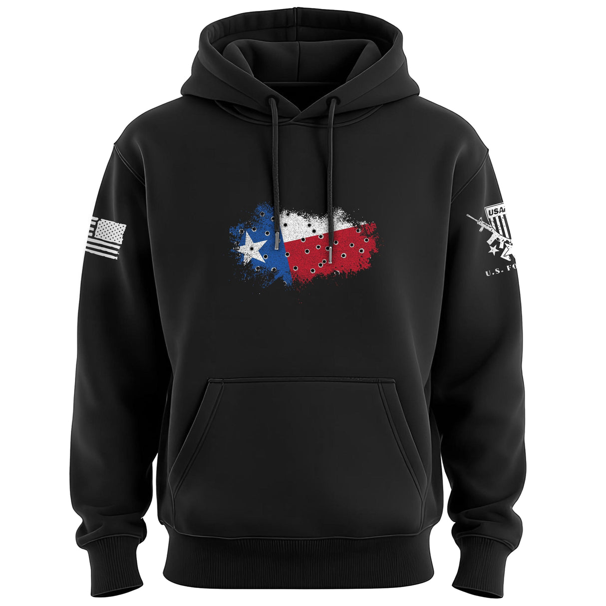 Bullet Hole Texas Flag Ripped Hoodie Hoodies 
