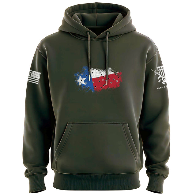 Bullet Hole Texas Flag Ripped Hoodie Hoodies 