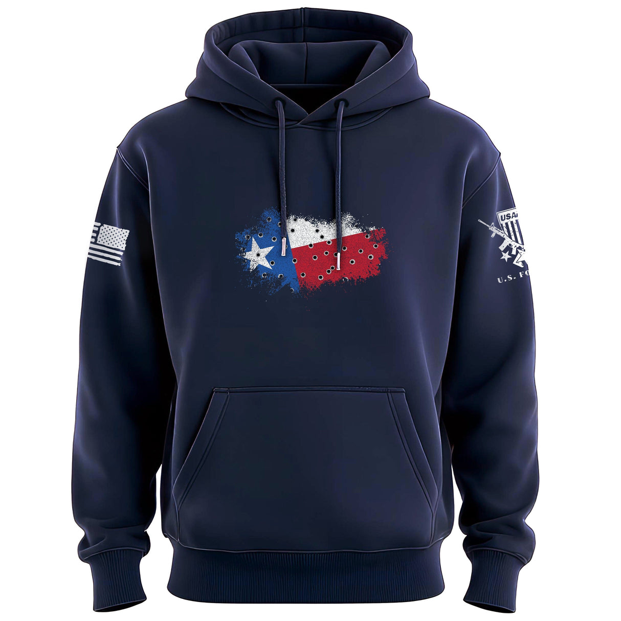 Bullet Hole Texas Flag Ripped Hoodie Hoodies 