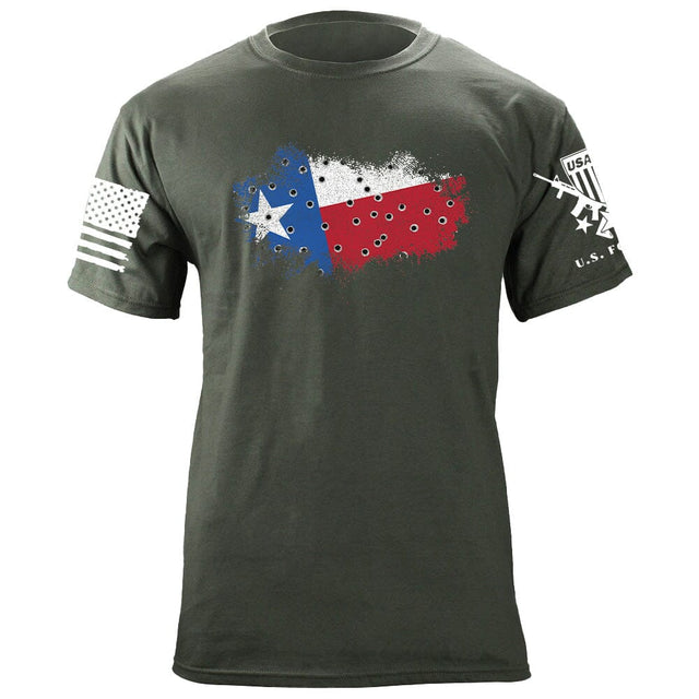Bullet Hole Texas Flag Ripped T-Shirt Shirts 87001-3XL-MG