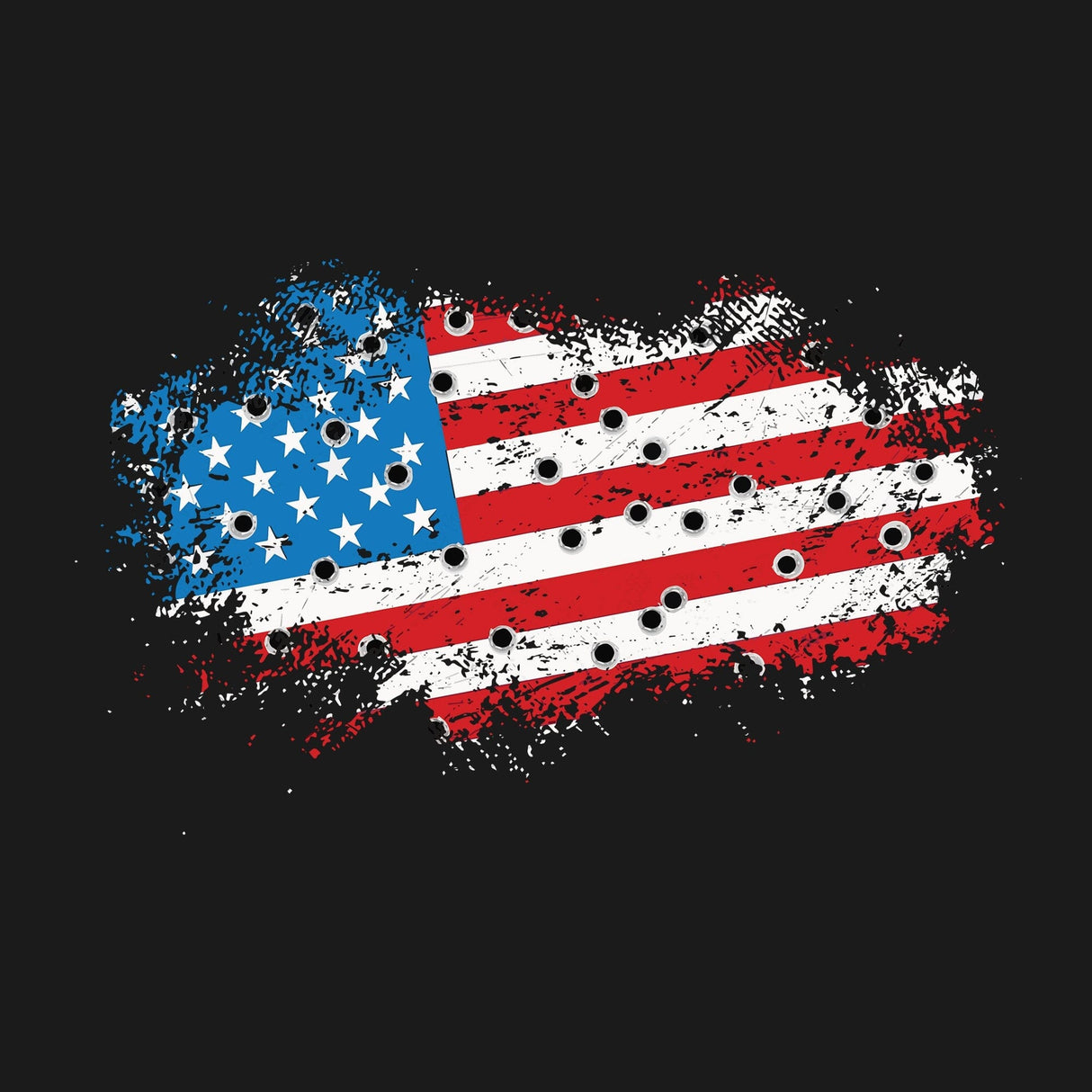 Bullet Hole USA Flag Ripped Hoodie Hoodies 