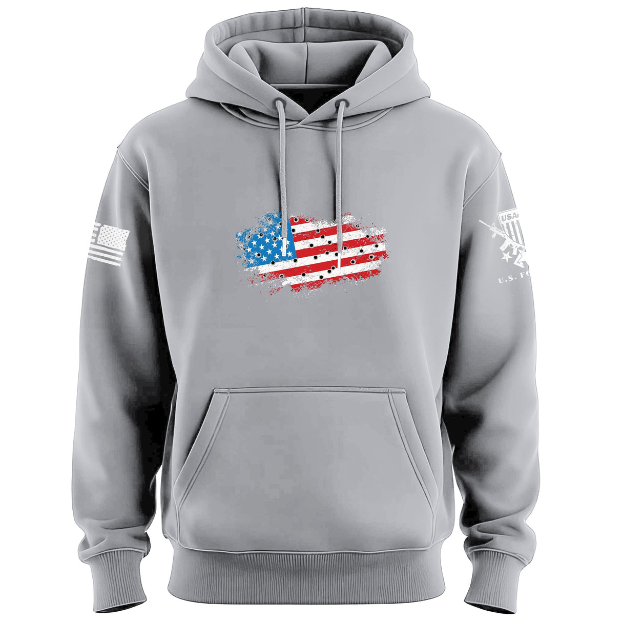 Bullet Hole USA Flag Ripped Hoodie Hoodies 