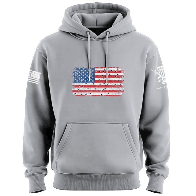 Bullet Hole USA Flag Hoodie Hoodies 