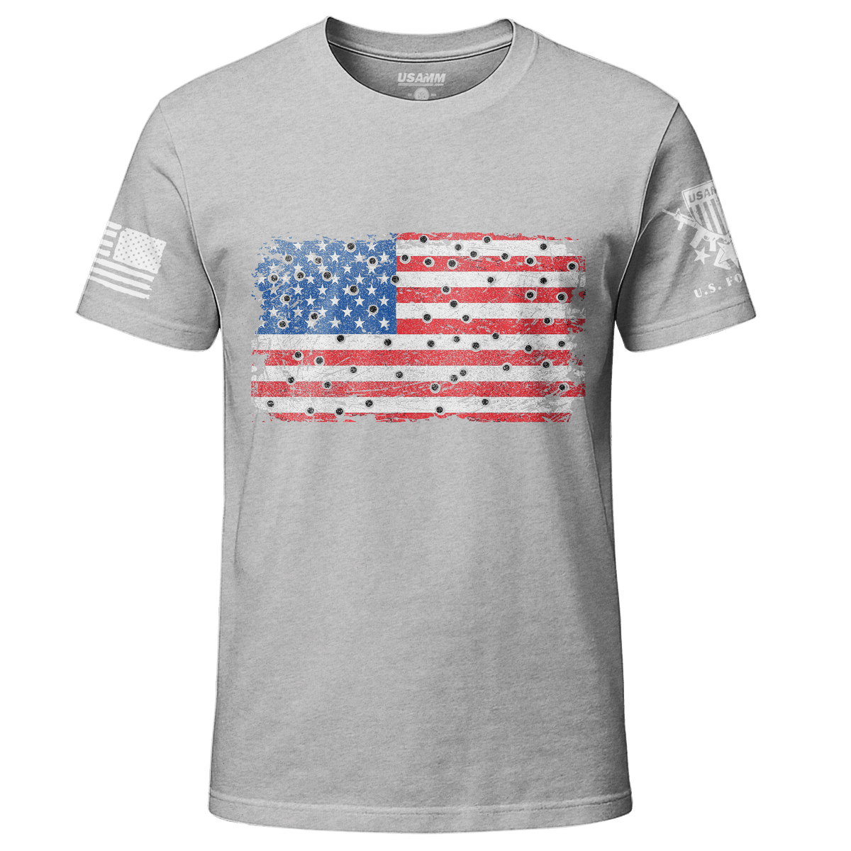Bullet Hole USA Flag T-Shirt Shirts 87172-S-HG