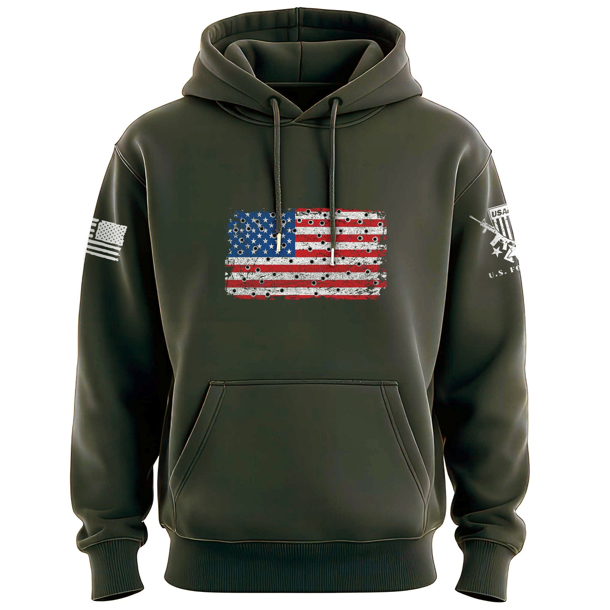 Bullet Hole USA Flag Hoodie Hoodies 