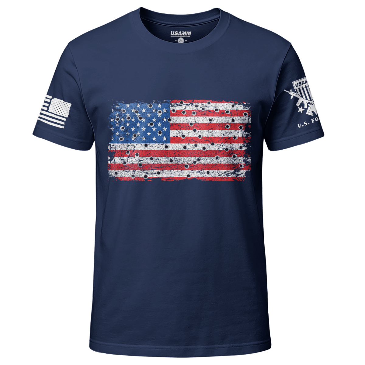 Bullet Hole USA Flag T-Shirt Shirts YFS.3.055.1.NYT.1