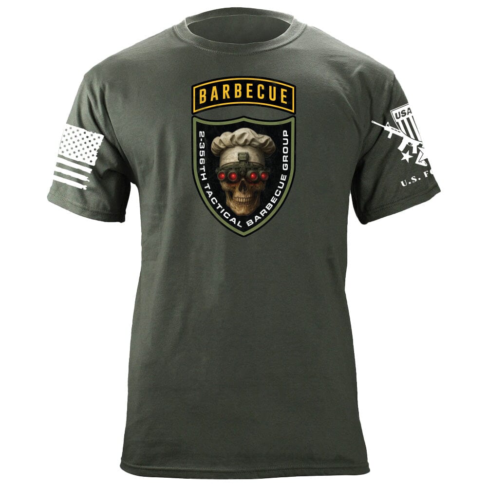 2-356th Tactical Barbecue Group T-Shirt - Green & Yellow Shirts 86380-S-MG