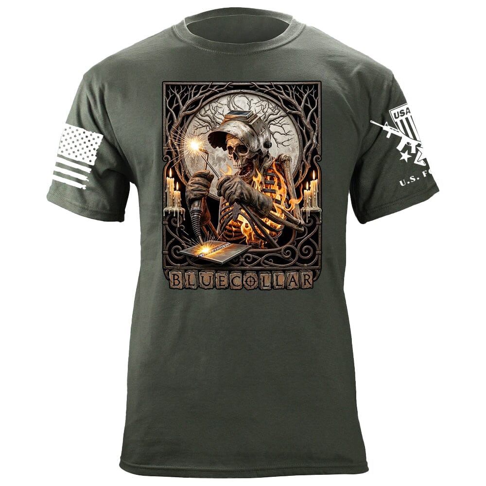 Blue Collar Flowers T-Shirt Shirts 88107-S-MG