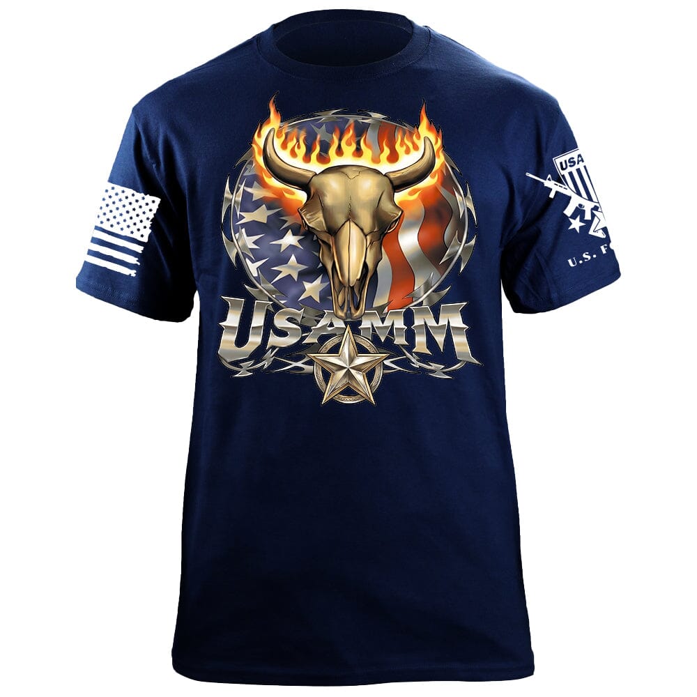 USAMM Bull Skull T-Shirt Shirts 88065-S-NAVY