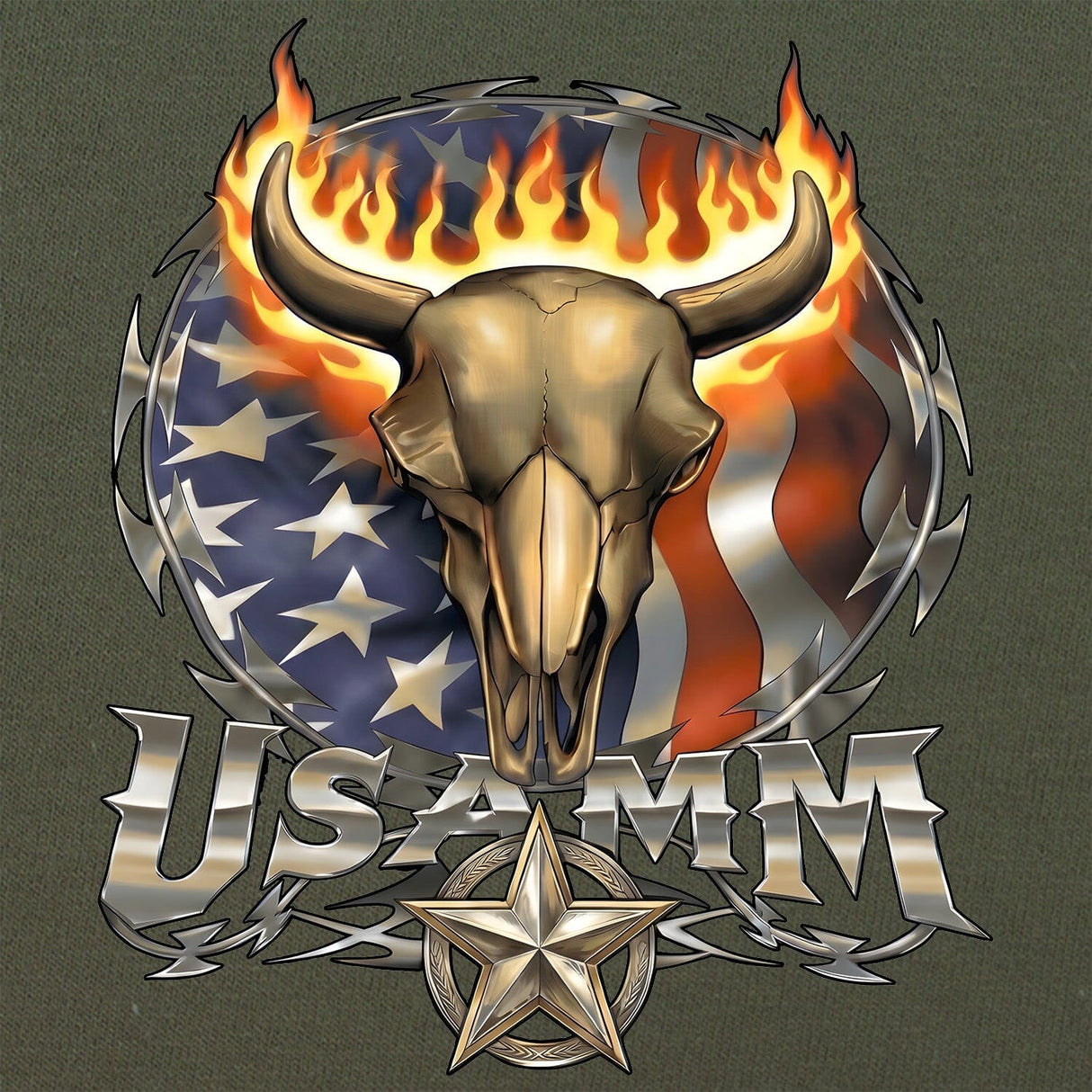 USAMM Bull Skull T-Shirt Shirts 