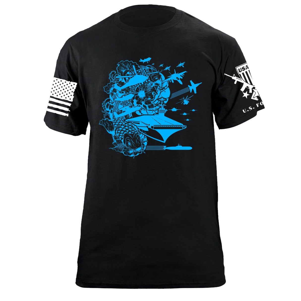 Cyberpunk Koi Design Carrier Battle Group T-Shirt Shirts 87204-S-BK