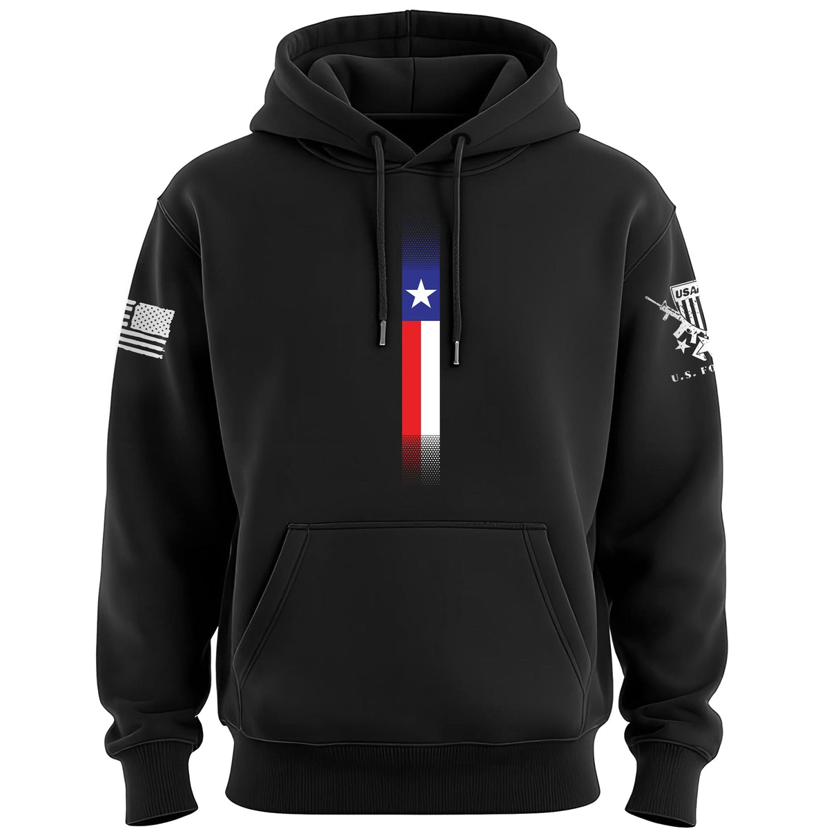 Distressed Skinny Vertical Texas Flag Hoodie Hoodies 