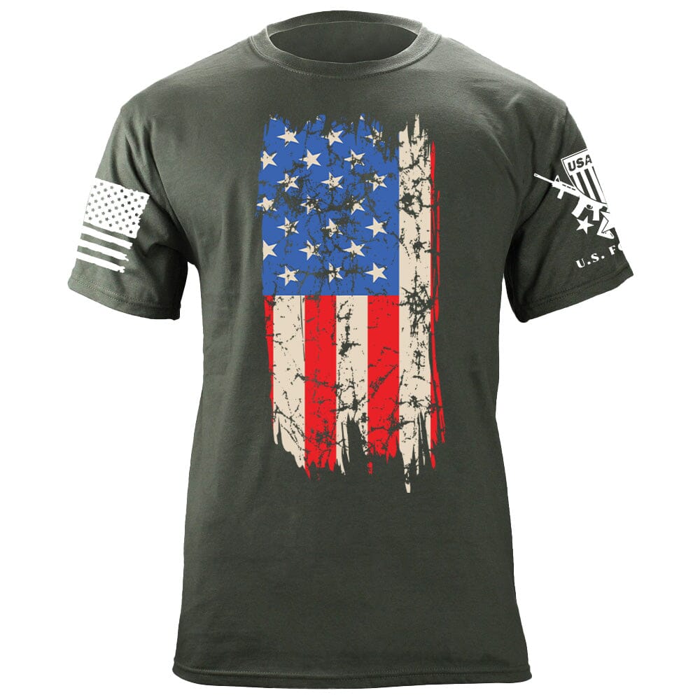 Distressed Vertical US Flag T-Shirt Shirts 