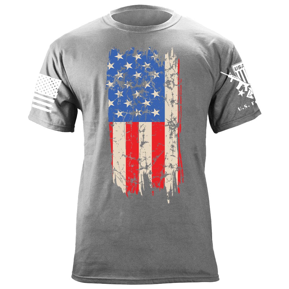 Distressed Vertical US Flag T-Shirt Shirts 