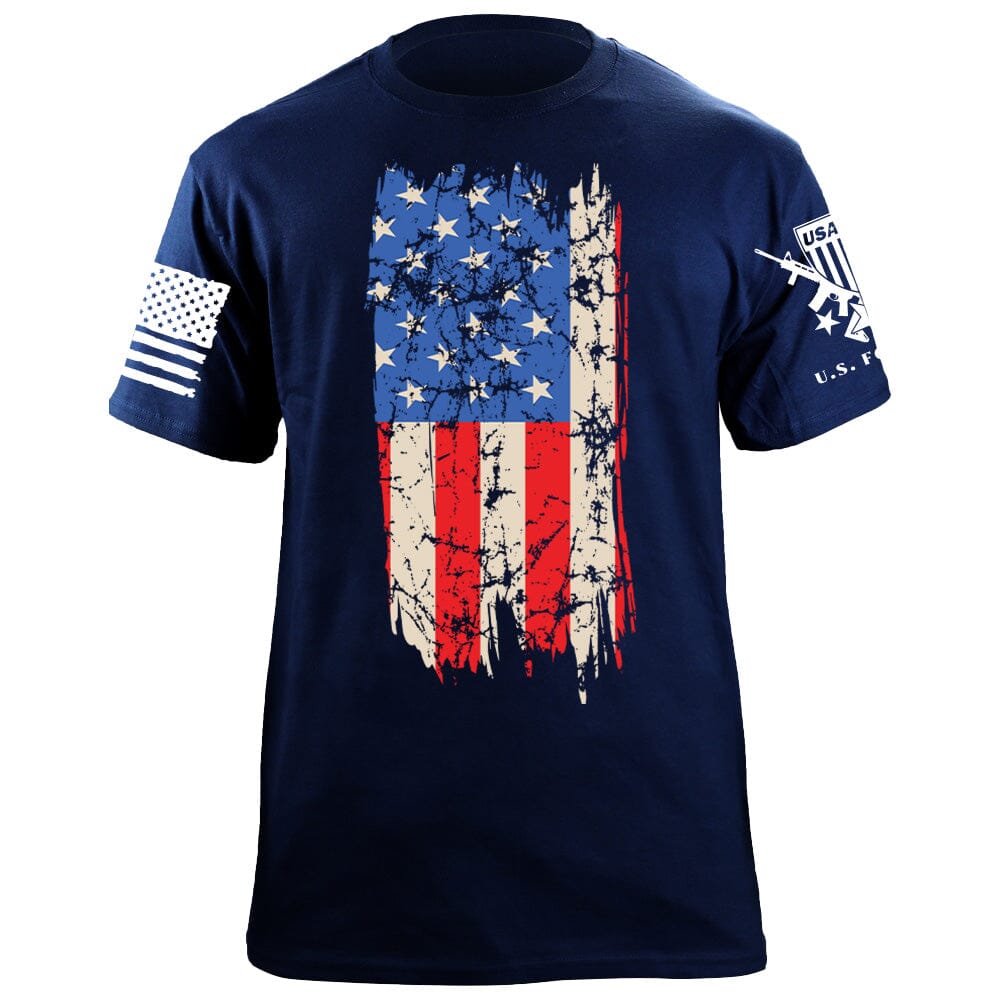 Distressed Vertical US Flag T-Shirt Shirts 