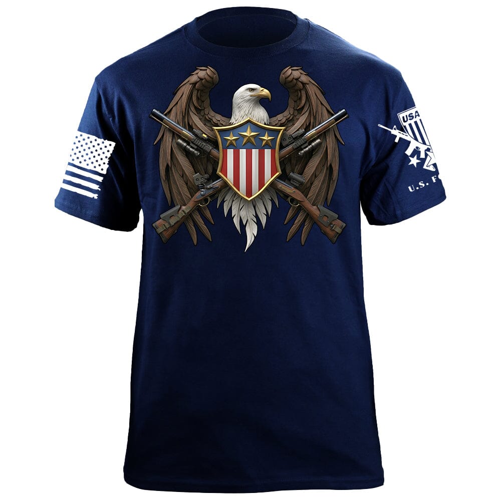 Eagle w/ Crossed Guns T-Shirt Shirts 88118-S-NAVY