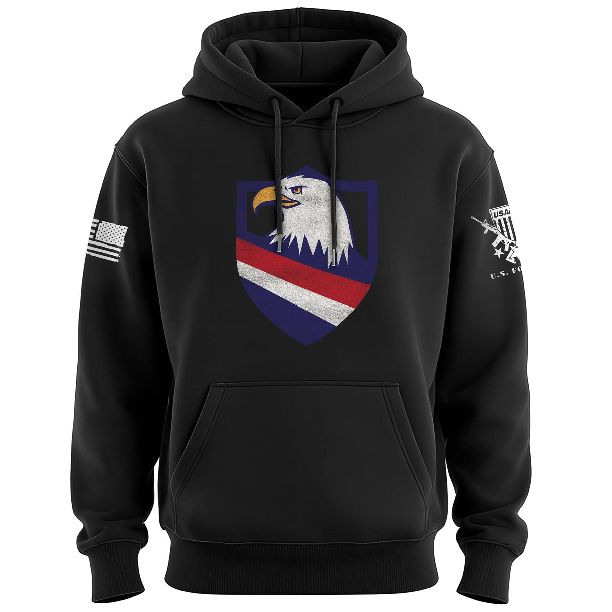 Eagle Head Shield Bottom Stripes Hoodie Hoodies 