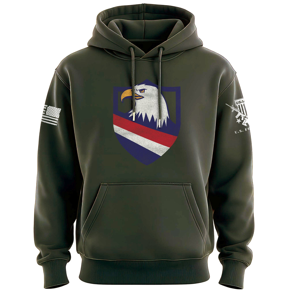 Eagle Head Shield Bottom Stripes Hoodie Hoodies 